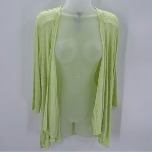 Chicos Traveler Cardigan Knit Top Sz 1 M 8 Cool Cucumber Lightweight Stretchy